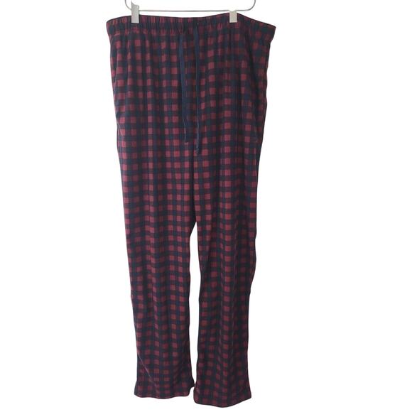 Nautica Sleepwear Pajama Pants Medium Mens Blue Red Check Straight Leg Pockets - Picture 1 of 7